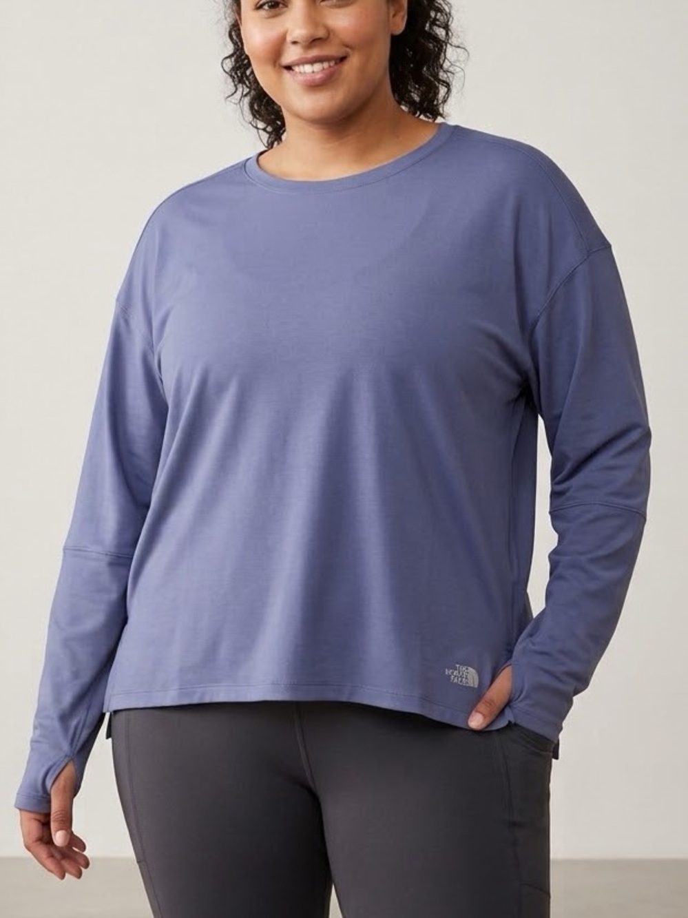 North Face Dawndream Lightweight Long Sleeve Tee Thumb Holes Purple 2X